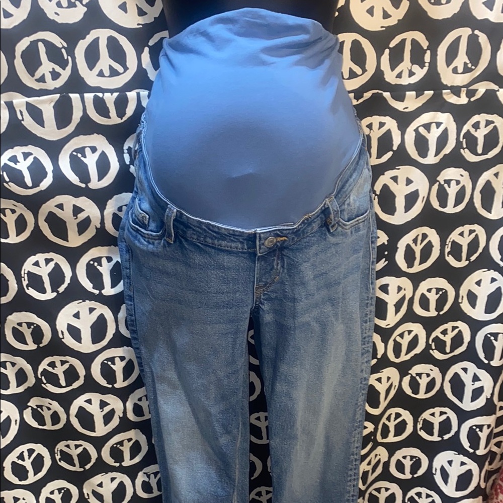 MATERNITY MOM JEANS SZ M BLUE DENIM
